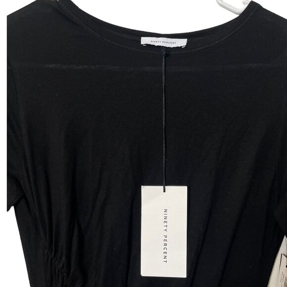 Ninety Percent NWT Hyachinth Midi Dress Women’s Small Black Ruched Long Sleeve - Picture 11 of 12